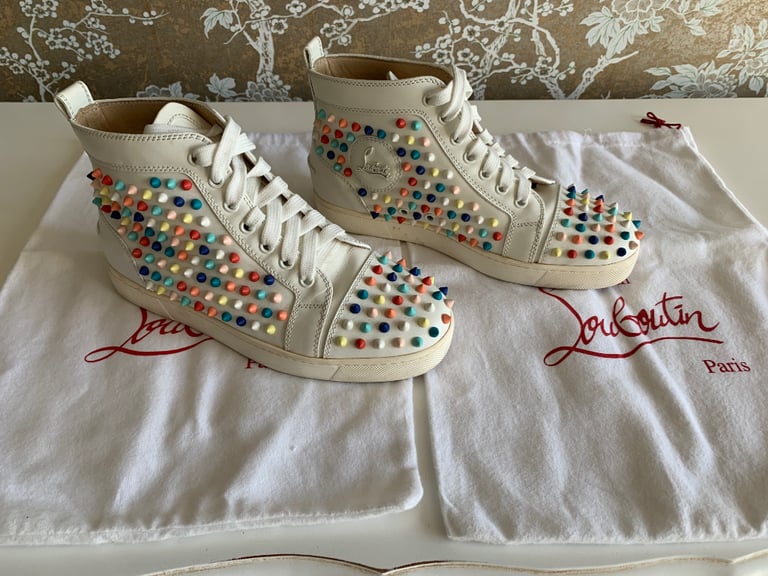 Christian Louboutin Louis Spikes White High-Top Sneakers