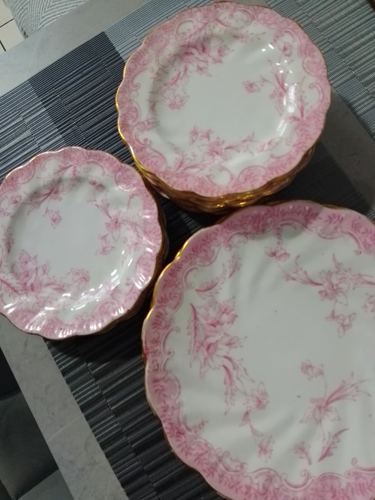 Pink/White floral design plates