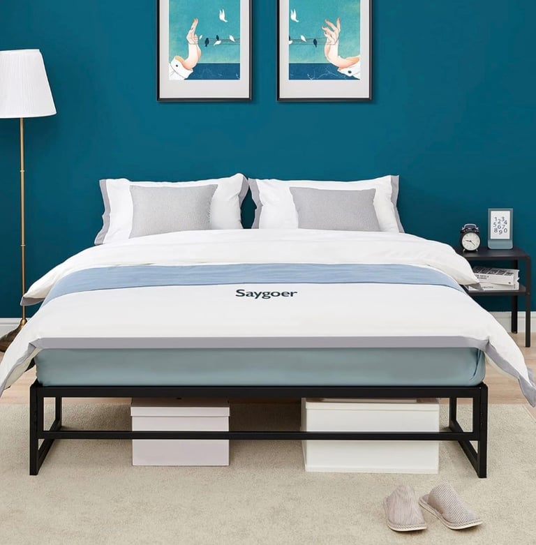 Double Bed Frame Base 31.5cm Metal Platform Mattress Foundation. RRP £65