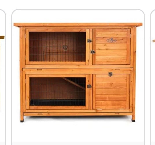 Rabbit hutch as above but pink and white painted