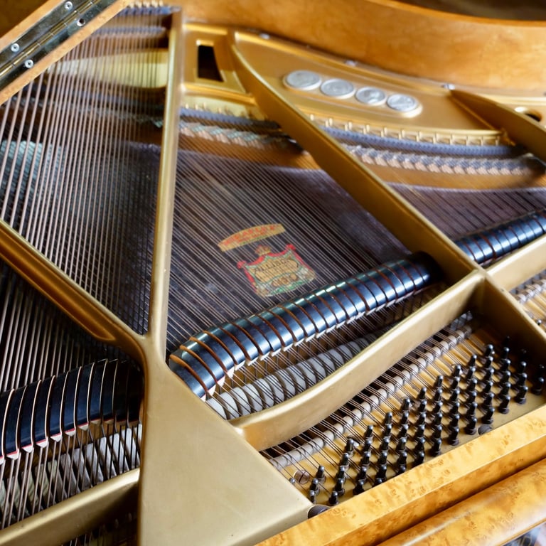 Art Deco Allison Baby Grand Piano Bird Eye Case | Delivery, Tuning, Warranty, Stool