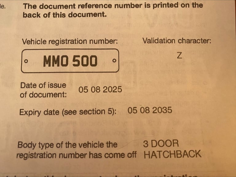 MMO 500 Cherished Private Registration Number Plate Fiat Mercedes - Can Post 