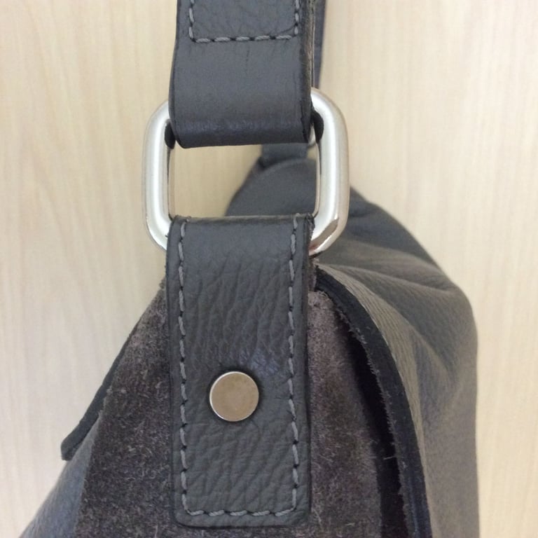 A. Bellucci women's grey tassel genuine suede leather shoulder bag medium, VGC