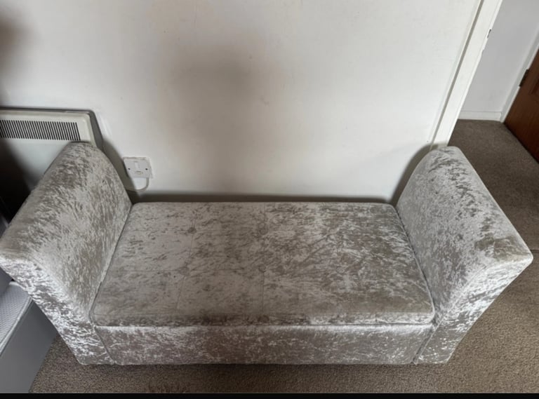 Window Storage Box Seat - Grey Velvet