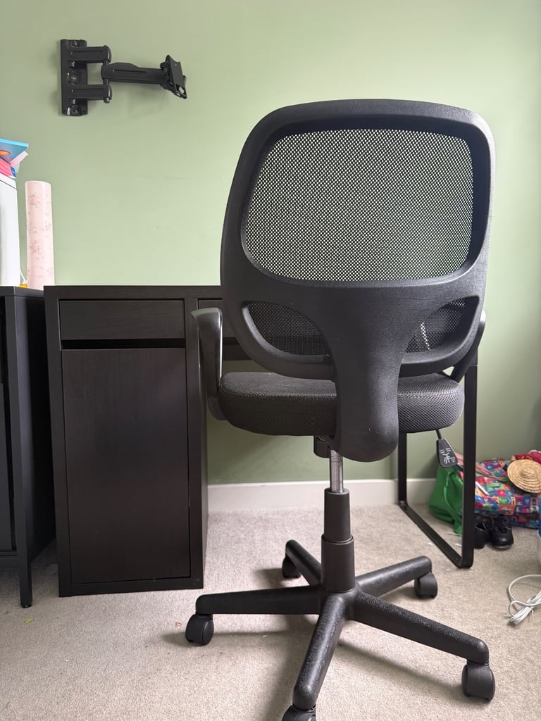 Black Desk, chair and cabinet office set 