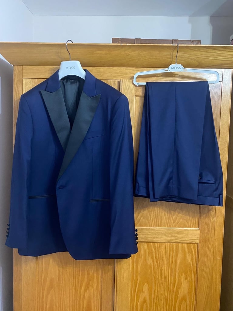 image for navy blue tuxedo suit - MOSS