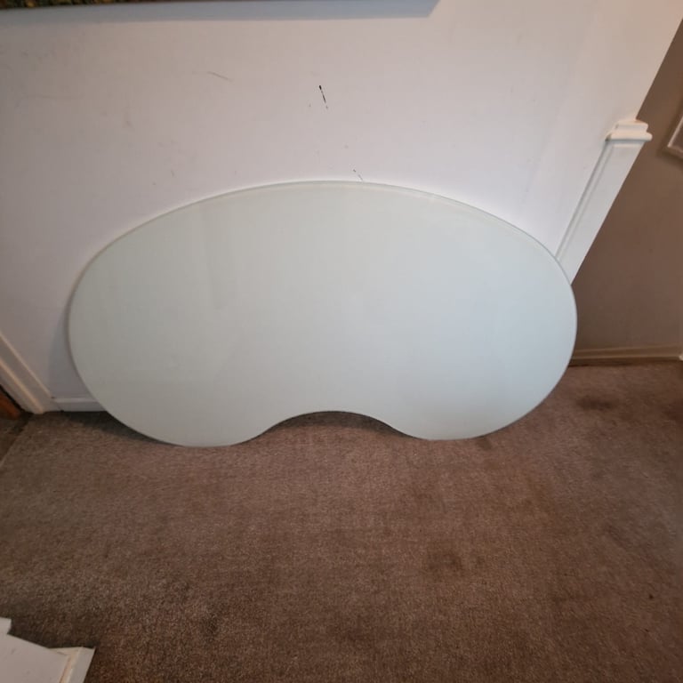Ikea glass Galant kidney shaped desk 