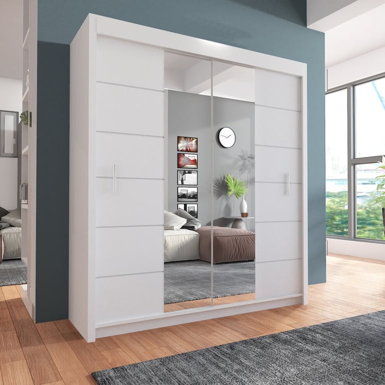Brand New 2 or 3 Doors Sliding Wardrobe with Full Mirrors in Matte Finish Fast Delivery