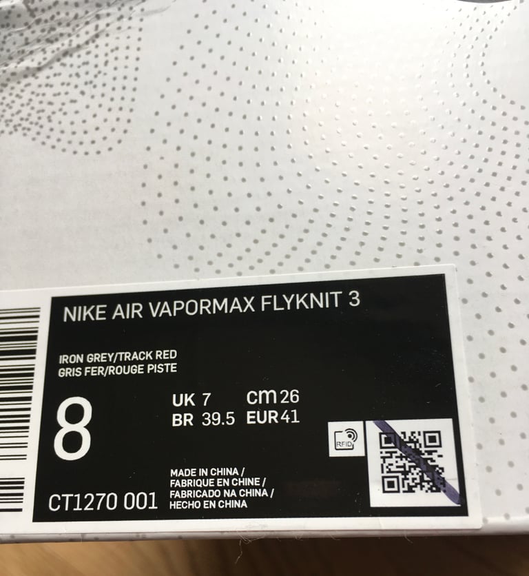 BNWT size 7 Nike Air Vapormax Flyknit 3 Nike trainers in box