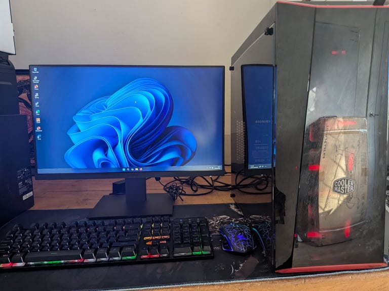 GAMING PC MSI i5 8600k GTX 1060 6GB 128GB SSD 1TB HARD DRIVE 16GB RAM 24" MONITOR RGB COD GTA FIFA
