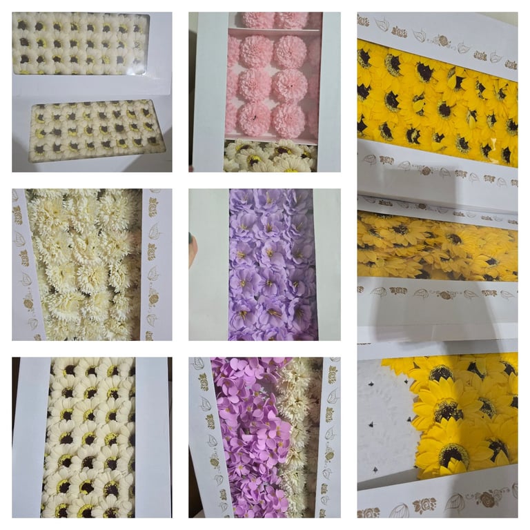 image for 10 boxes assorted craft soap flowers 