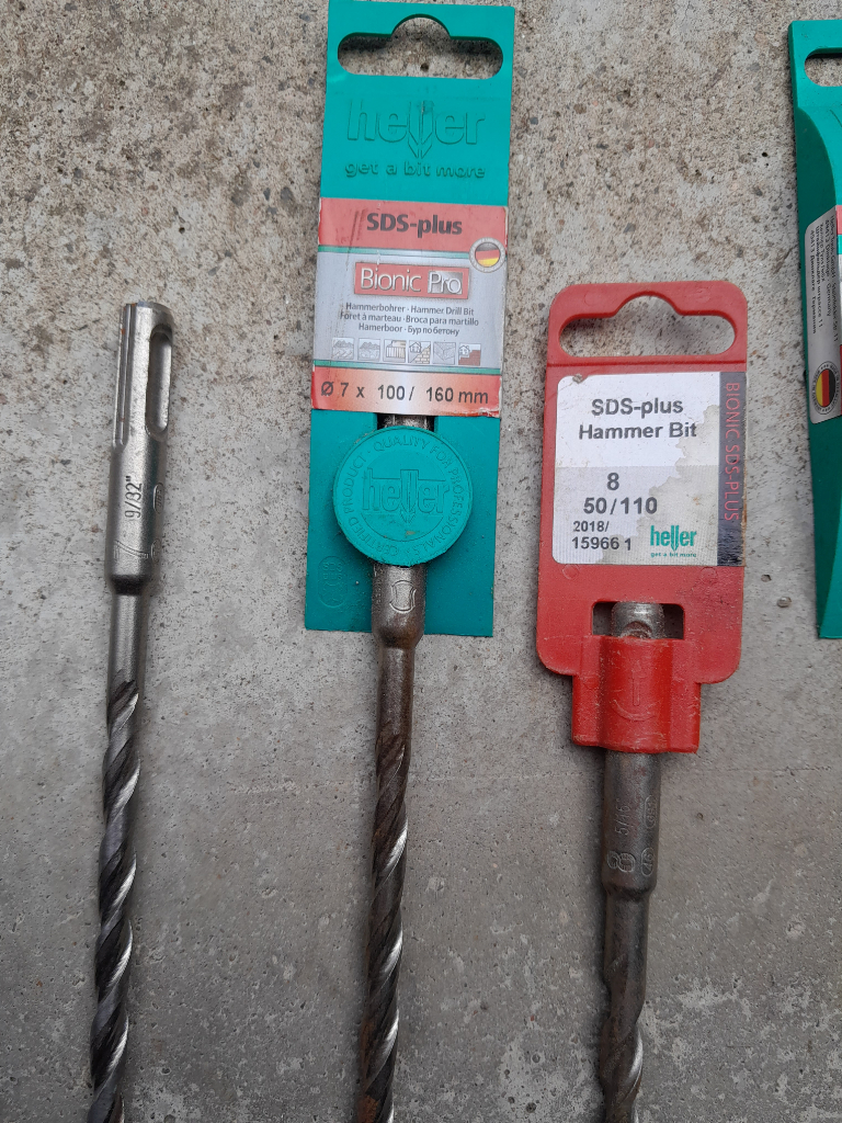 SDS Masonry Drill Bits 2x7mm, 8mm, 10mm, 12mm NEW and UNUSED
