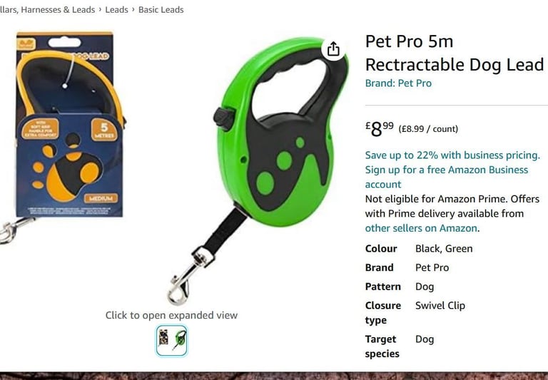Retractable dog lead. Pet pro essential. 5 metres. NEW