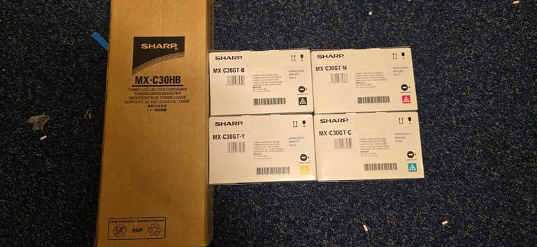 Genuine Sharp MX-C30GT Toner Cartridge Multi-Pack with MX-C30HB Waste Toner Collection Container