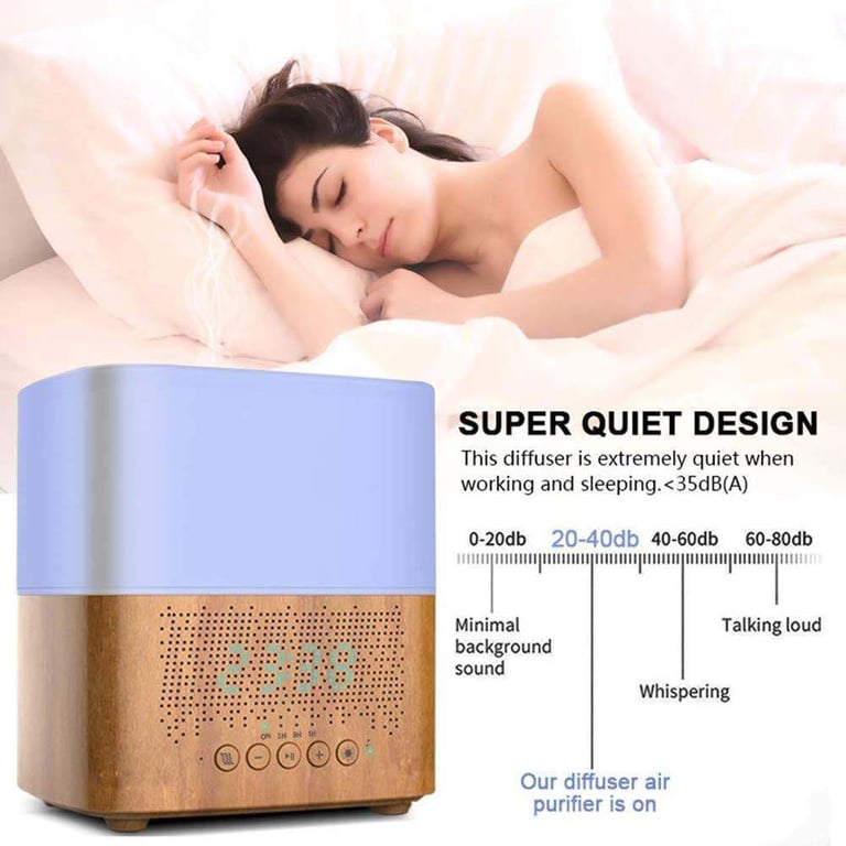 Smart Oil Diffuser + Bluetooth Speaker + Digital Alarm Clock + 7 LED Therapy Night Light