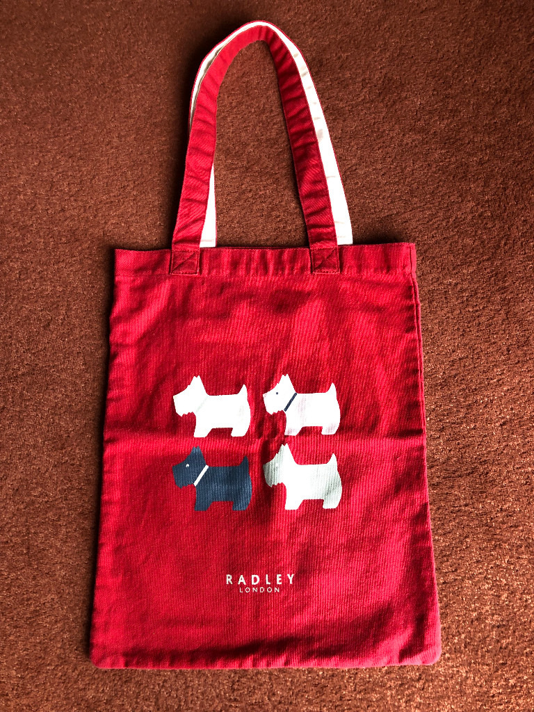 RADLEY RED 4 DOG COTTON CANVAS TOTE / SHOPPER BAG-NEW