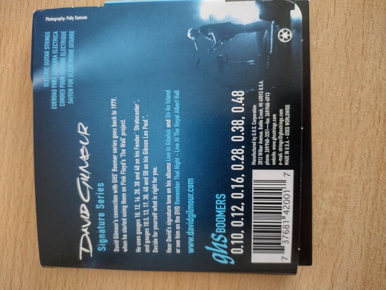 David Gilmore Boomer Electric Guitar String Set, NEW, 0.10 to 0.48 guage