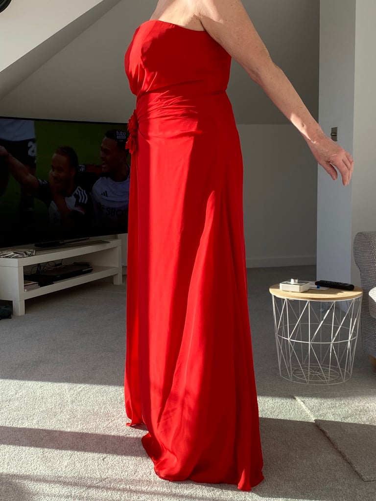 image for Red Long Evening Dress, Cocktail Party, Christmas Party. Size 12-14. Worn Once.