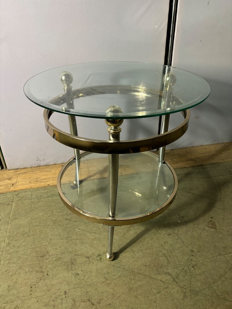 image for Chrome & glass circular side table/coffee table 