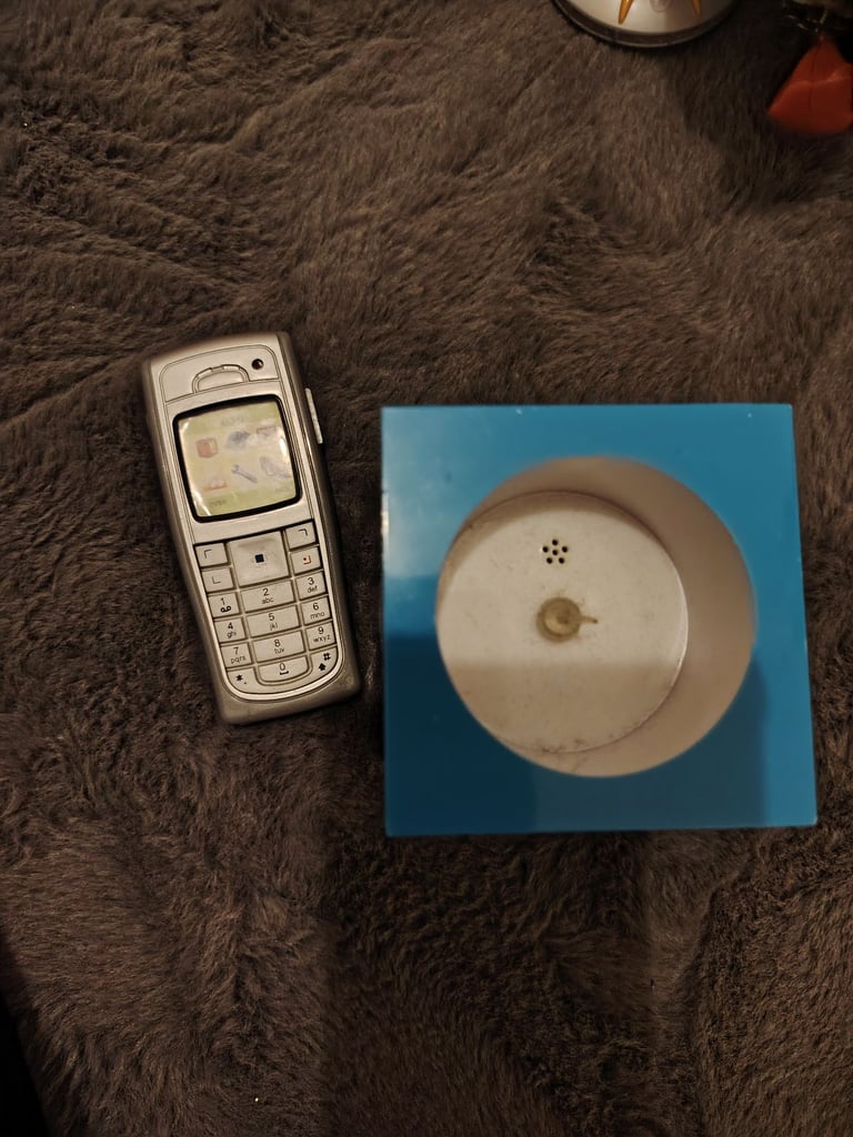 Toy phone and Disney nightlight