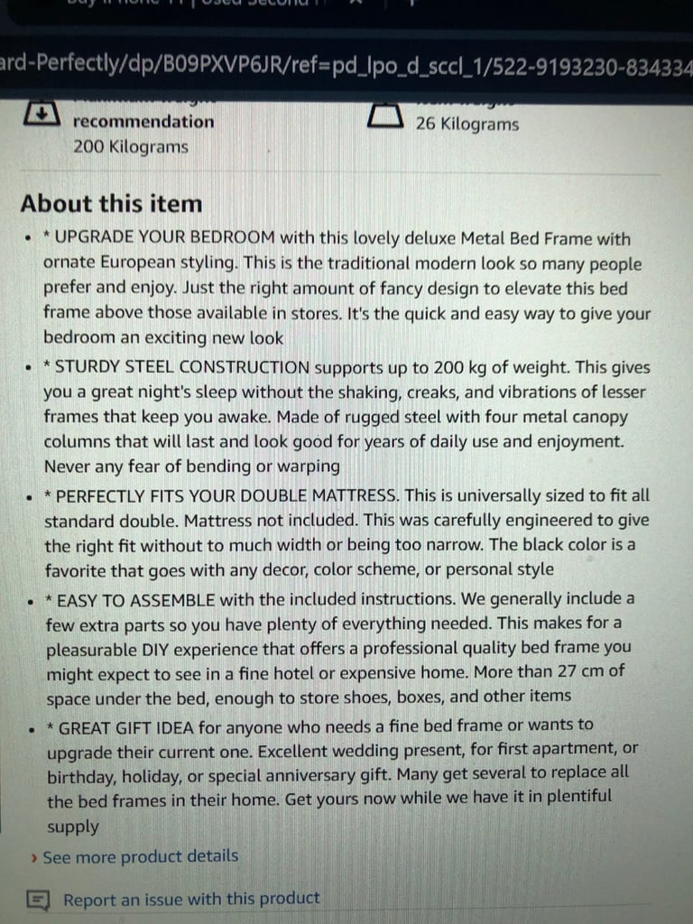 NEW White 4 poster bed frame £40