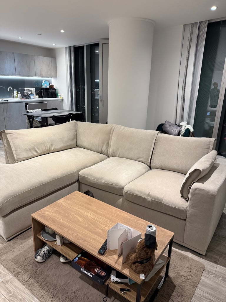 image for SofaClub Edgware Luxe Chenille Left Corner Sofa - Pale Linen