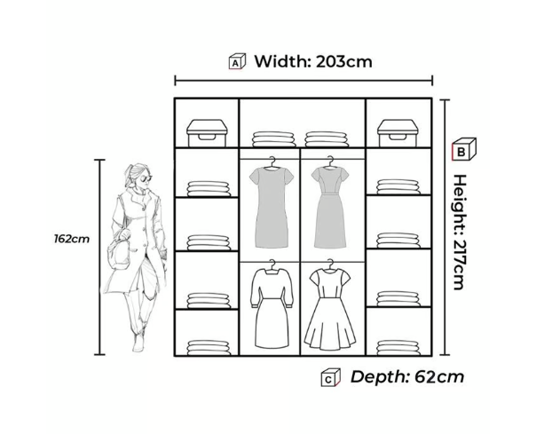 Brand New - Vision Mirror Sliding Door Wardrobe Oak - SAME/NEXT DAY DELIVERY