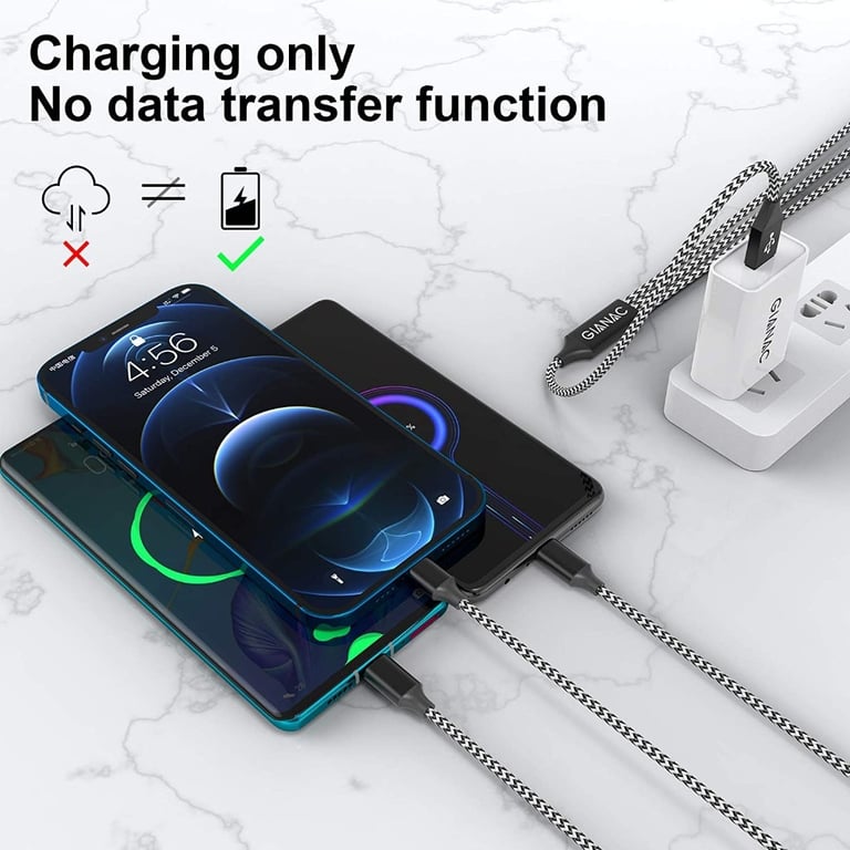 Multi Charger Cable, 1.5M Nylon Braided 3 in 1 Charging Cable with Micro USB Type C Lightning