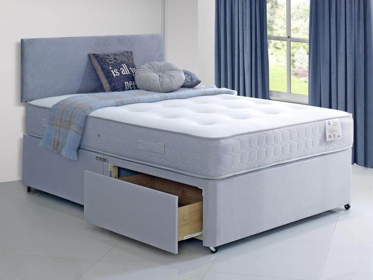 image for ** Stylish Double Plush Velvet Divan Bed UK – Mattress Included ----------------TODAY DELIVERY **