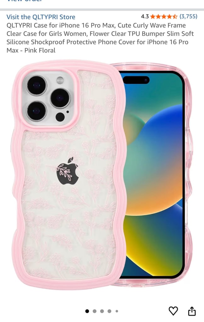 iPhone 16 Pro Max Curly 2025 Clear Pink Flower Case