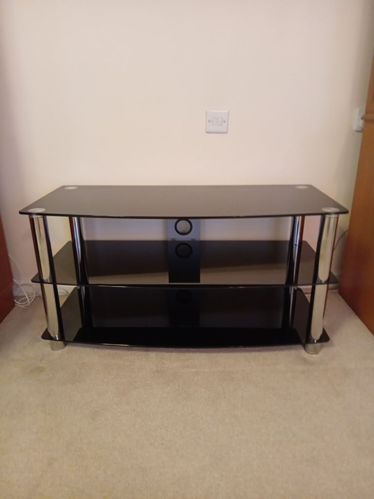 image for Tv stand black and silver