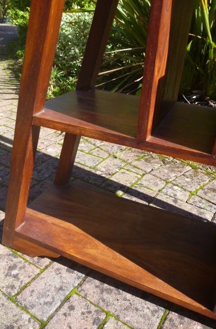 Stunning Mango Wood Triangular Display Unit