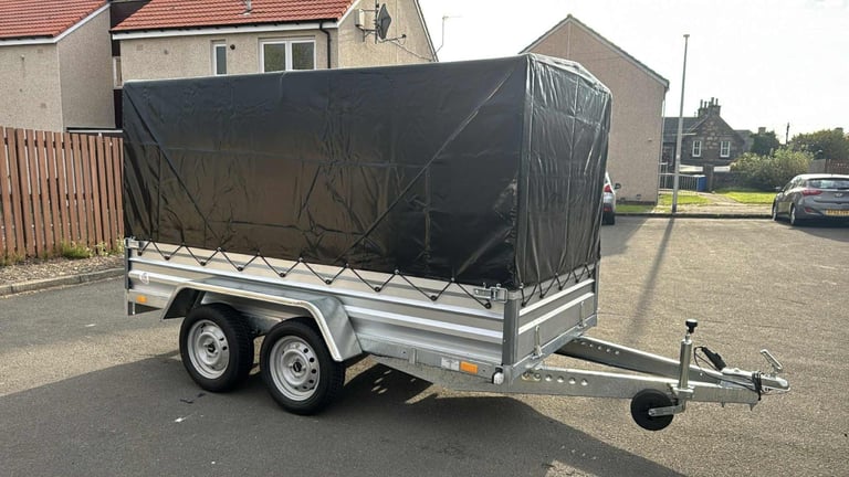 image for BRAND NEW 10ft x 5ft TWIN AXLE NIEWIADOW TRAILER WITH FRAME AND COVER 155CM 750KG