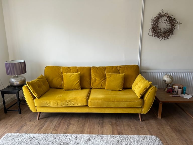 image for French Connection Sofa - Zinc - 4 Seater - Mustard Yellow