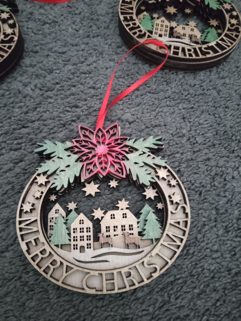 Handmade Wooden Christmas Tree Decorations 