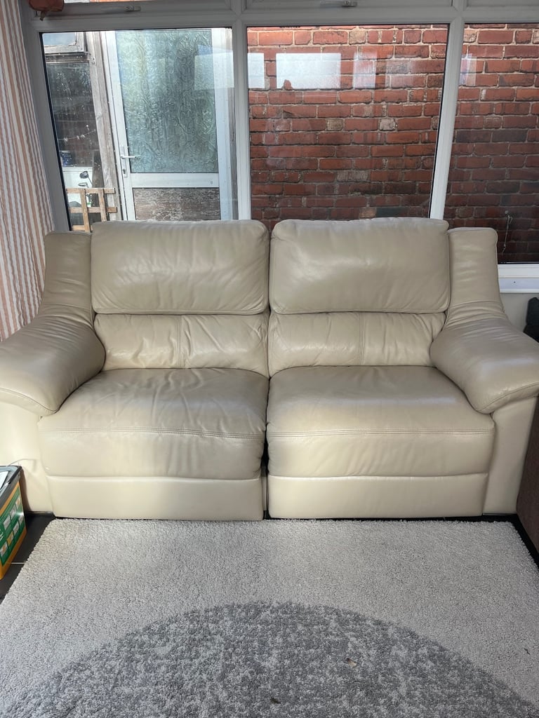 Cream leather recliner sofa