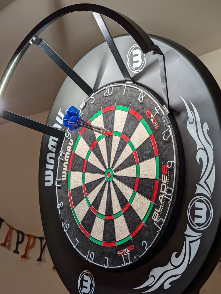 image for Xtreme Dartboard Stand with Blade 6, Xtreme Surround and Winmau Polaris 120° Dartboard Light