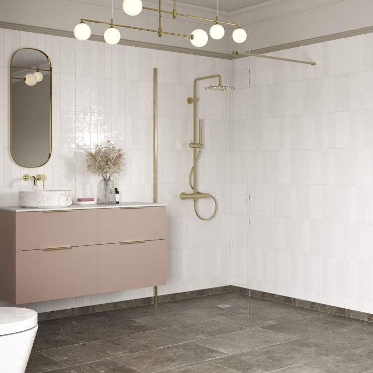 Iconix 1000mm Wetroom Panel & Support Bar - Brushed Brass RRP £261 Our Price £150