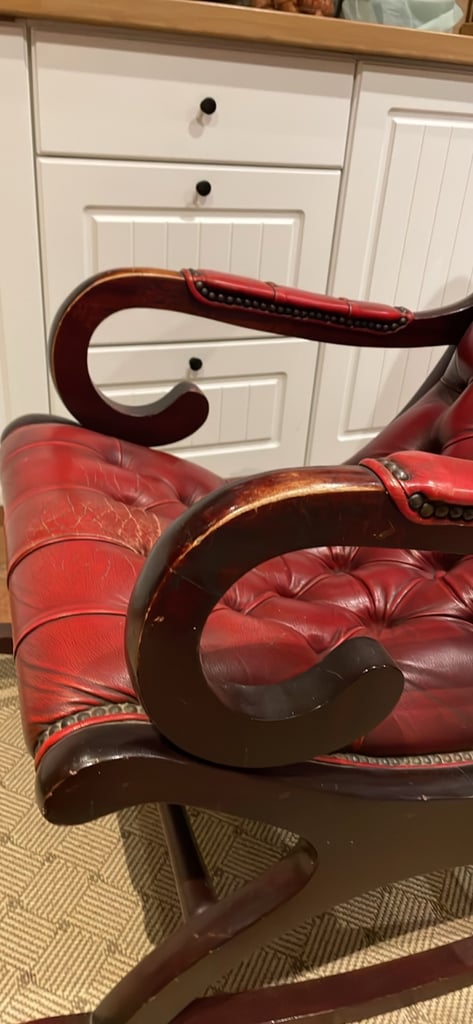 Blood Red Chesterfield Rocking Chair 