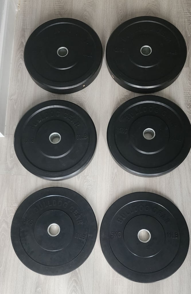image for As new bulldog gear olympic bumper weight plates set RRP £295