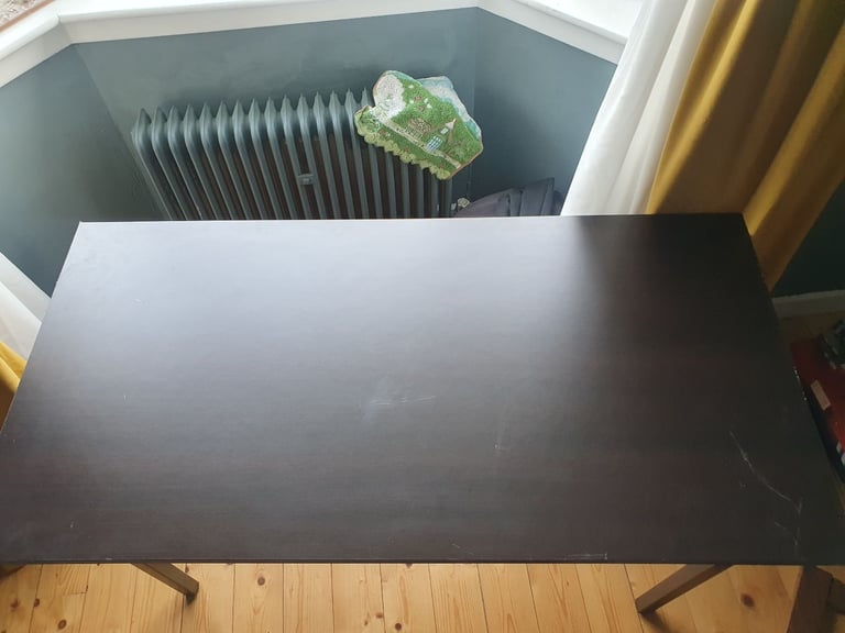 image for Collapsible Table Desk Dark Brown Finish Collect Anytime