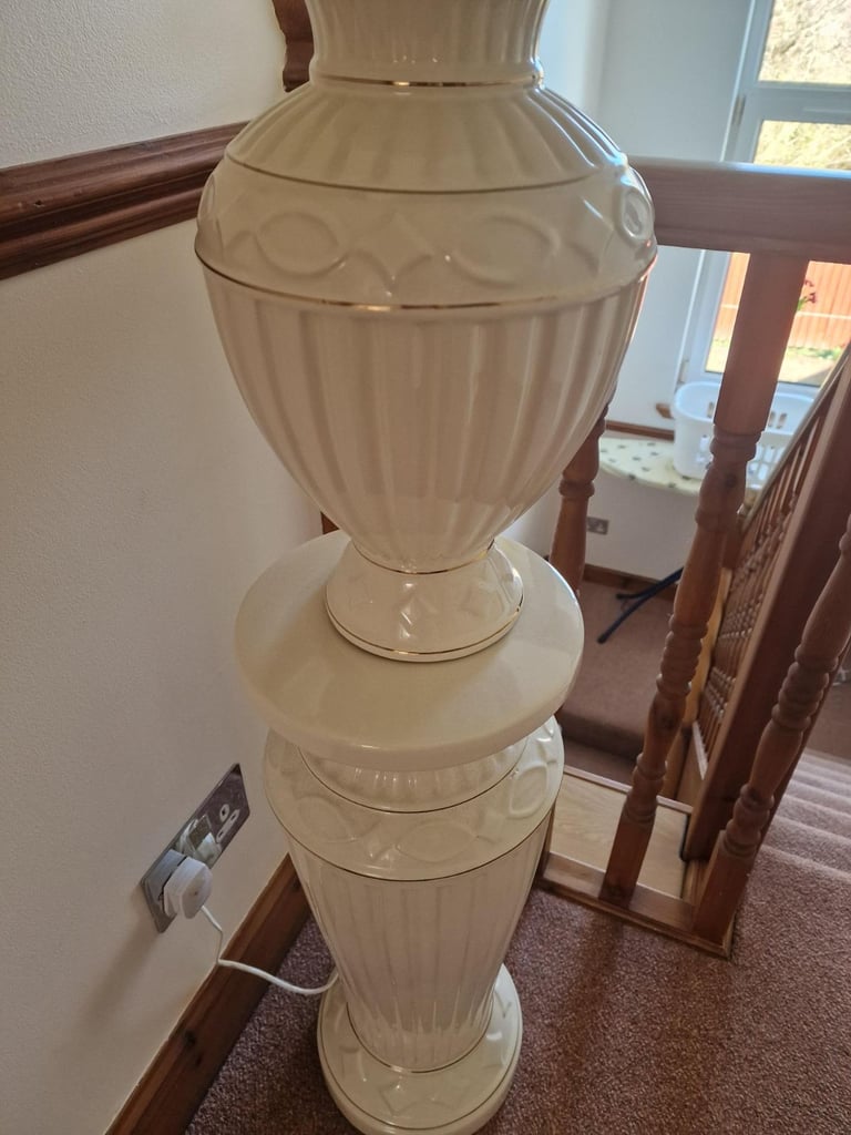 tall ceramic lamp with shade cream gold elegant 