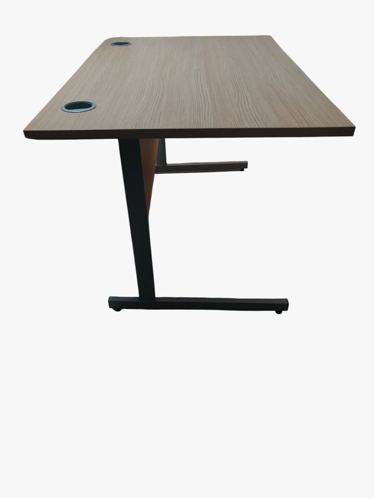 Light-Wood Computer Desk with Metal Frame