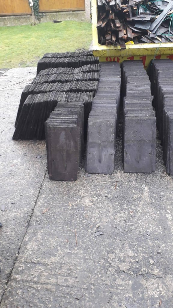 Bangor Blue Slates granite step scill roof ridge floor tiles chimney pot's 