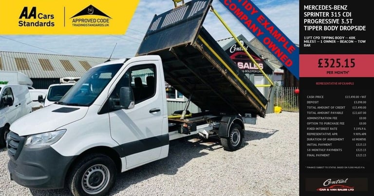 2021 Mercedes-Benz Sprinter 315 CDI PROGRESSIVE 3.5T TIPPER BODY DROPSIDE PICKUP  FINANCE PART EX...