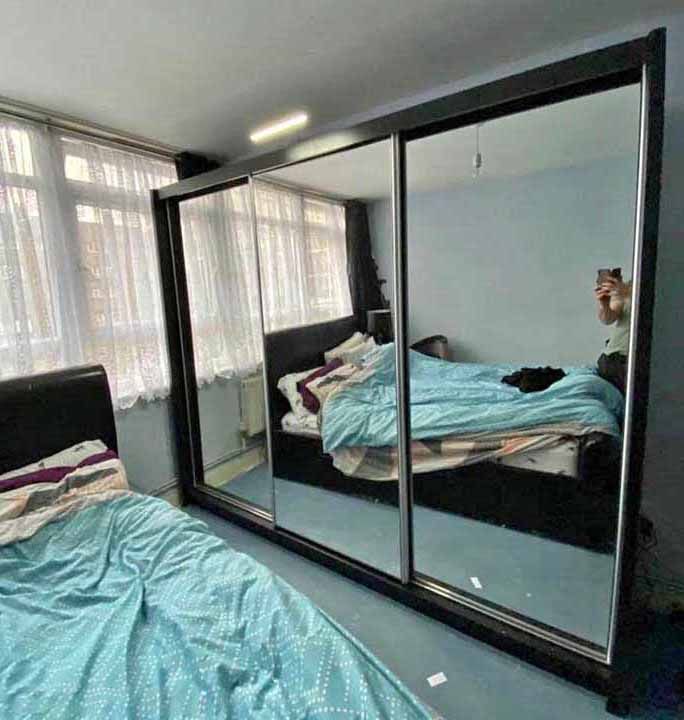 Brand New Matte/High Gloss Finish Sliding Wardrobe with Full-Length Mirrors