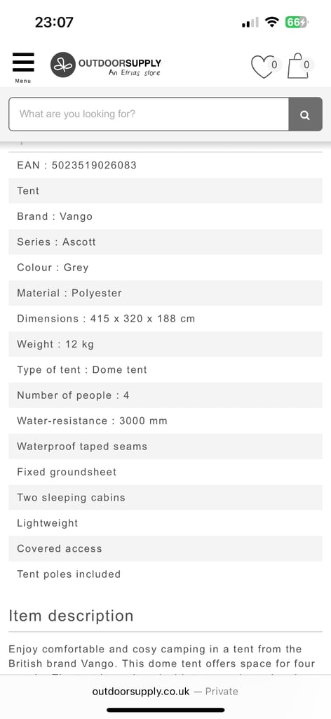 Vango 5 man tent 