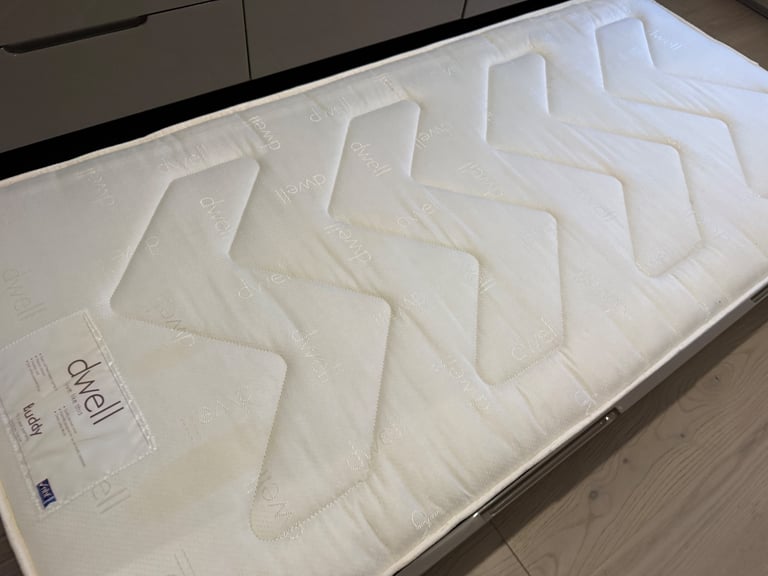 FREE DELIVERY DWELL GREY GLOSS TRUNDLE BED WITH 2 MATTRESSES GOOD CONDITION