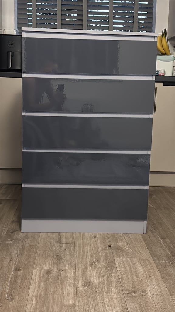 image for URBNLIVING High Gloss Bedside Chest of Drawers