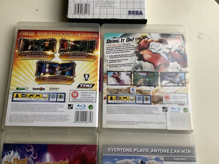 PS3 game x 4 and 1x Sega master system